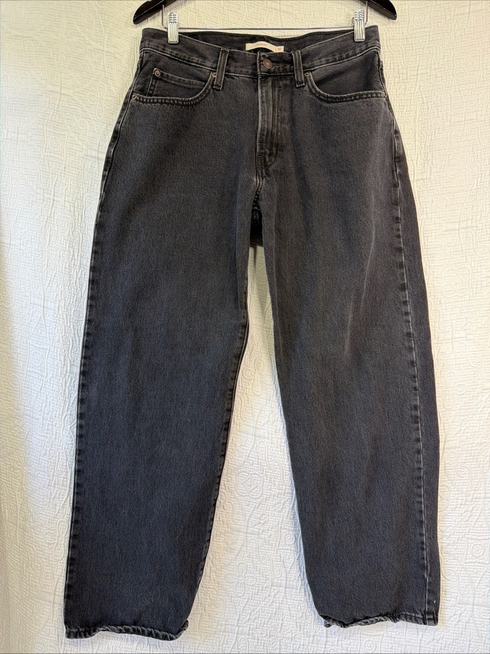 Levis 94 Baggy Jeans Womens 30x30 Faded Black High Rise Straight Leg Denim Pants